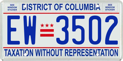 DC license plate EW3502