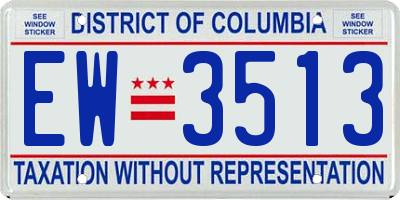 DC license plate EW3513