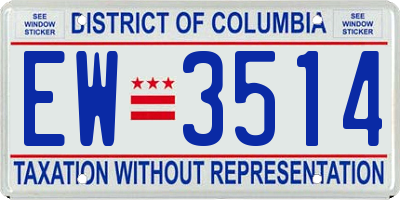 DC license plate EW3514