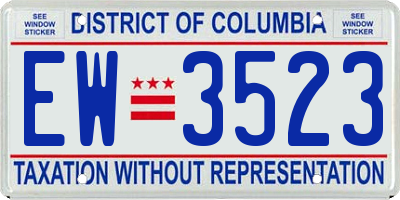 DC license plate EW3523