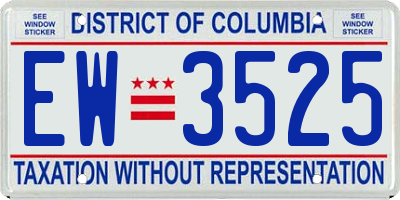 DC license plate EW3525