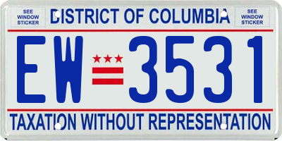 DC license plate EW3531