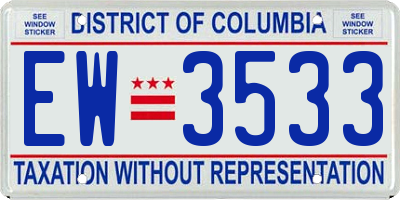 DC license plate EW3533