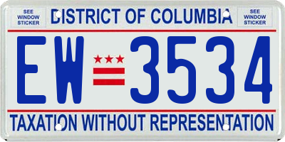 DC license plate EW3534