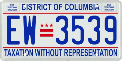 DC license plate EW3539