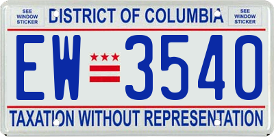 DC license plate EW3540