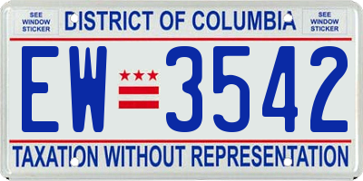 DC license plate EW3542