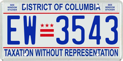 DC license plate EW3543