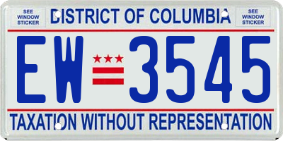 DC license plate EW3545