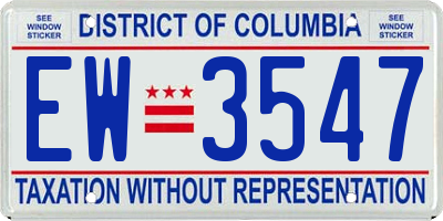 DC license plate EW3547