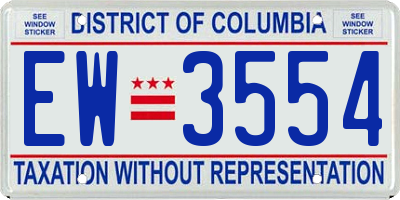 DC license plate EW3554