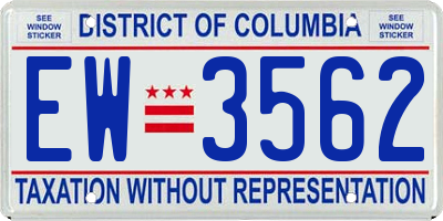 DC license plate EW3562