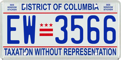 DC license plate EW3566