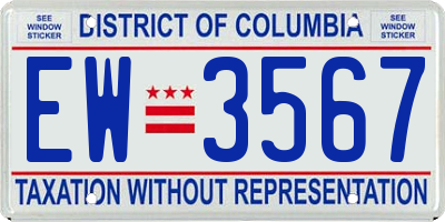 DC license plate EW3567