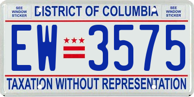 DC license plate EW3575