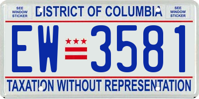DC license plate EW3581