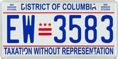 DC license plate EW3583