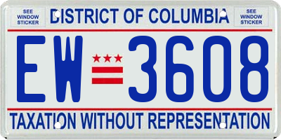 DC license plate EW3608
