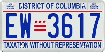 DC license plate EW3617