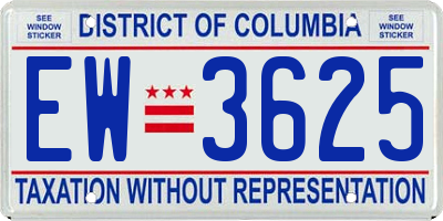 DC license plate EW3625