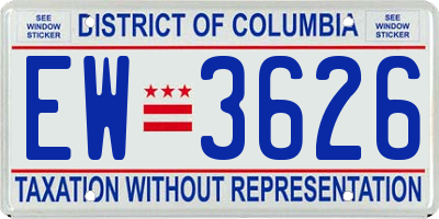 DC license plate EW3626