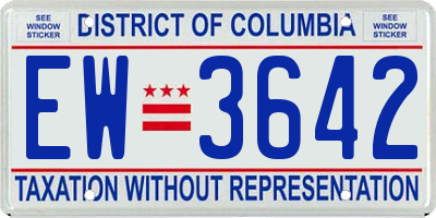 DC license plate EW3642
