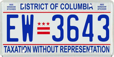 DC license plate EW3643