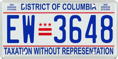 DC license plate EW3648