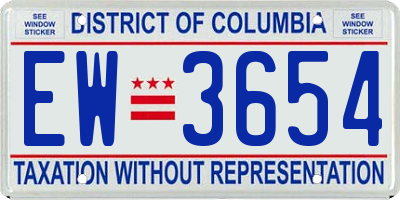 DC license plate EW3654