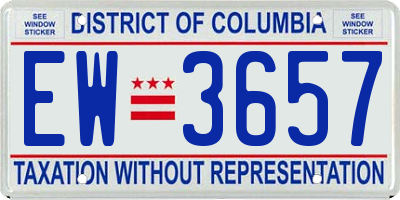 DC license plate EW3657