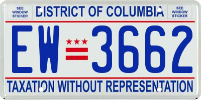 DC license plate EW3662
