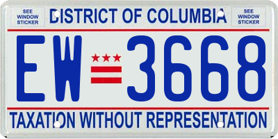 DC license plate EW3668