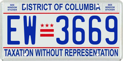 DC license plate EW3669