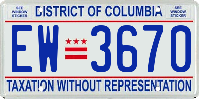 DC license plate EW3670