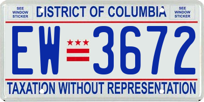 DC license plate EW3672