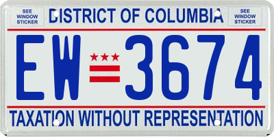 DC license plate EW3674