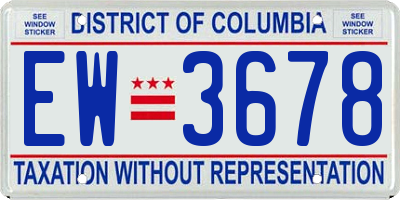 DC license plate EW3678