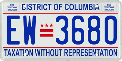 DC license plate EW3680