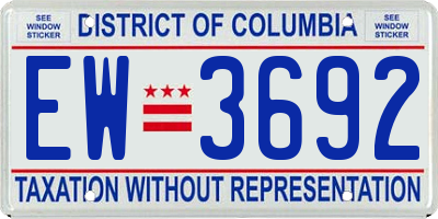 DC license plate EW3692