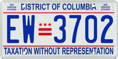 DC license plate EW3702