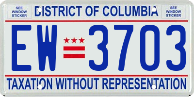 DC license plate EW3703