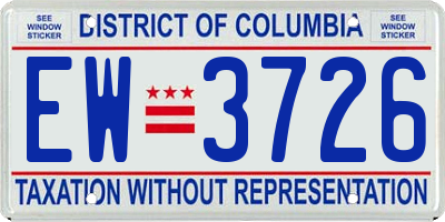 DC license plate EW3726