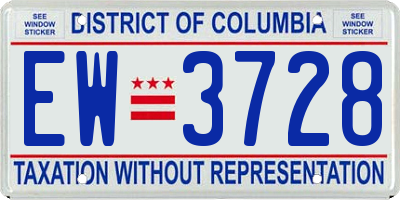 DC license plate EW3728
