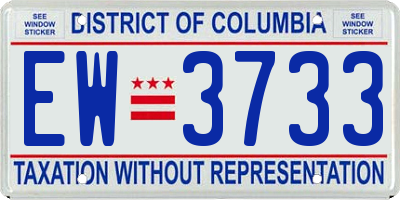 DC license plate EW3733