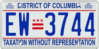 DC license plate EW3744
