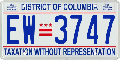 DC license plate EW3747