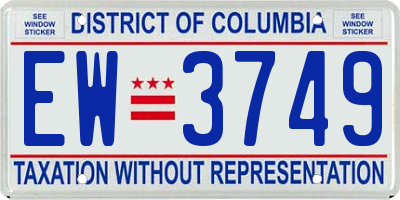DC license plate EW3749