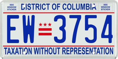 DC license plate EW3754