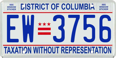 DC license plate EW3756