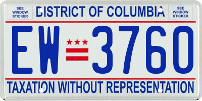 DC license plate EW3760